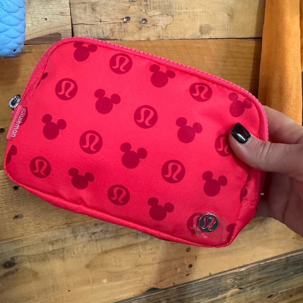 lululemon athletica Red Mickey Pattern Zip Pouch